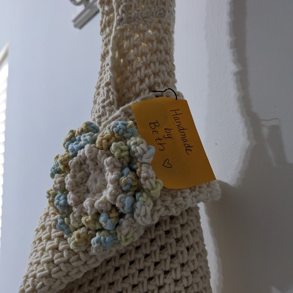 🌈 NEW Market Shopping Tote Reusable Boho HANDCRAFTED Crochet - Picture 4 of 7